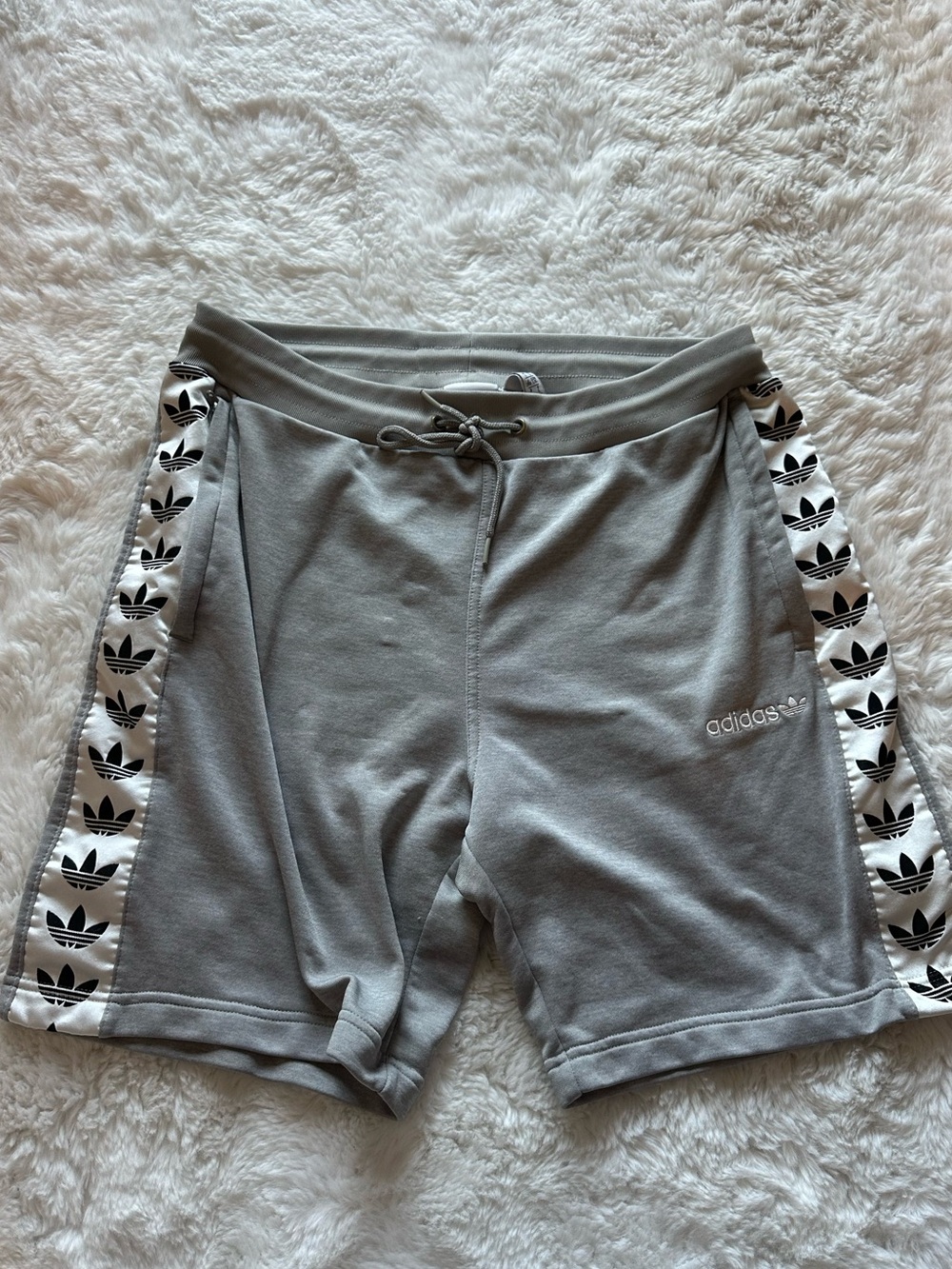 adidas Gray Men’s Athletic Shorts with Trefoil Tape